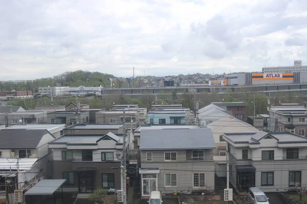 Pohled z okna vlaku z Sapporo do Hakodate — Stock fotografie