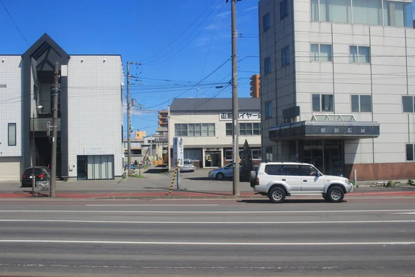 从札幌到函馆的火车窗观 — 图库照片