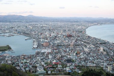 Süper cityscape görünümü mt. Hakodate, Hokkaido, Japonya