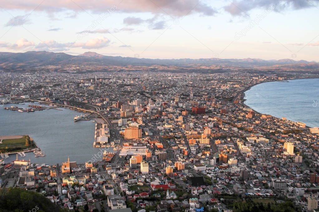 superb cityscape view from mt. Hakodate, Hokkaido, Japan