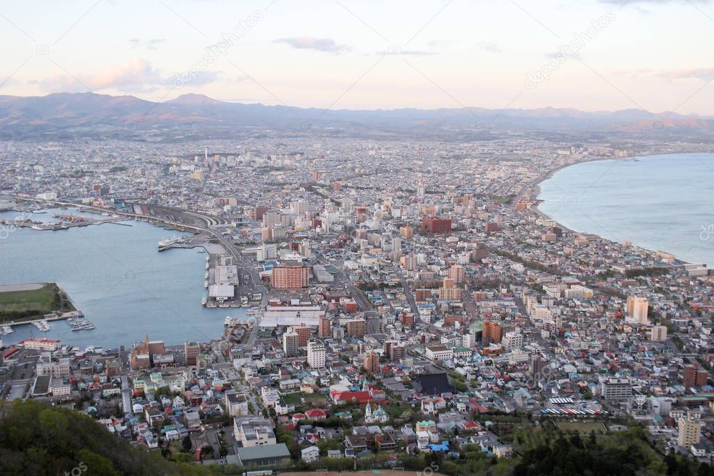 superb cityscape view from mt. Hakodate, Hokkaido, Japan