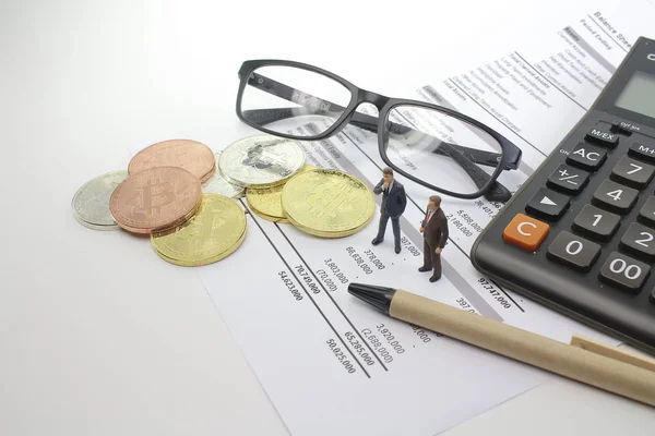 Financial Statement Report Focus Small Figure — Stock Photo, Image