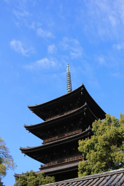 Torre Madeira Templo Kyoto — Fotografia de Stock