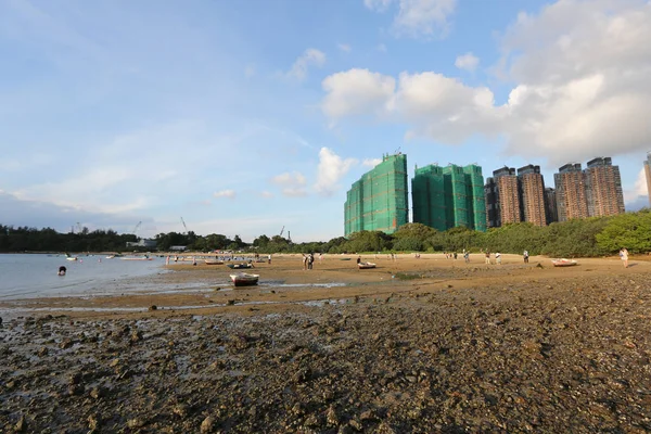 Zonsondergang van kustlijn Ma op shan — Stockfoto