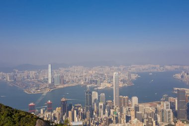 09 Ekim 2019 Victoria Limanı, The Peak Hong Kong Skyline Citysc