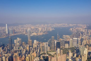 09 Ekim 2019 Victoria Tepesi Hong Kong gündüz manzarası