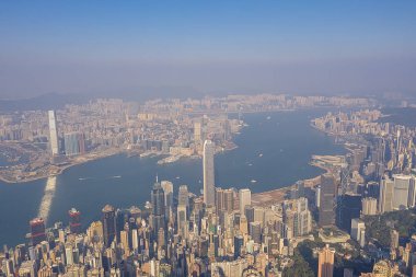 09 Ekim 2019 Victoria Tepesi Hong Kong gündüz manzarası