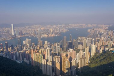 09 Ekim 2019 Victoria Limanı, The Peak Hong Kong Skyline Citysc