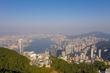 09 Ekim 2019 Victoria Tepesi Hong Kong gündüz manzarası