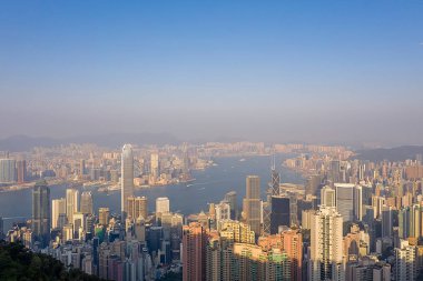 09 Ekim 2019 Victoria Limanı, The Peak Hong Kong Skyline Citysc