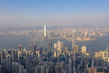 09 Ekim 2019 Victoria Tepesi Hong Kong gündüz manzarası