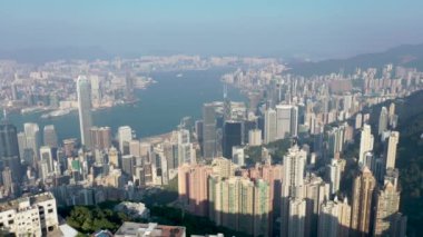 HK 'deki Victoria Peak' te yönetici daireleri. 09 Ekim 2019