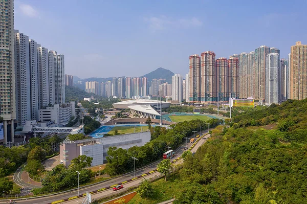 14 Nov 2019 visão alta da área residencial em Tseung Kwan O — Fotografia de Stock