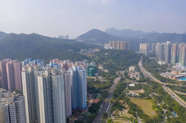 14 Nov 2019 visão alta da área residencial em Tseung Kwan O — Fotografia de Stock