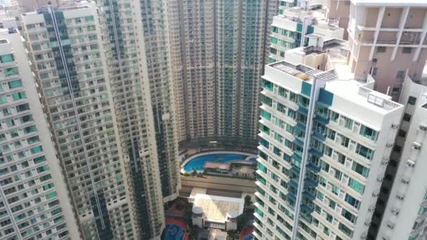 Zvýšené Záběry Obytných Budov Okresu Tseung Kwan Hongkong — Stock video