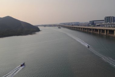 23 Kasım 2019, Hong Kong Zhuhai Macau Köprüsü manzaralı. 