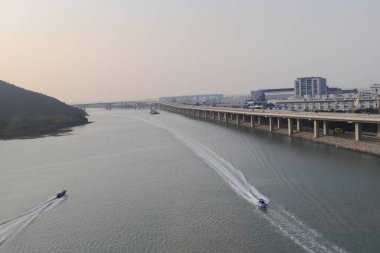 23 Kasım 2019, Hong Kong Zhuhai Macau Köprüsü manzaralı. 