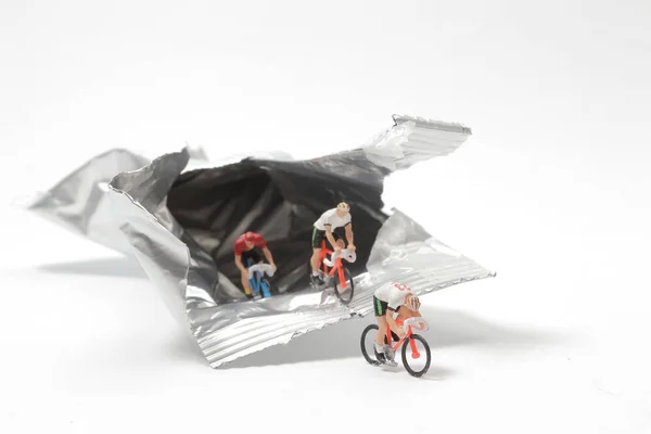 Mini jazda na rowerze z torebki foliowej — Zdjęcie stockowe