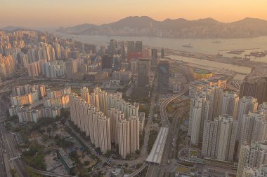 8 Aralık 2019 Kwun Tong, Hong Kong 'un en iyi manzarası.