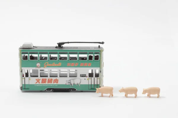 Mini tram scala 1: 110, una figura modello di giocattolo — Foto Stock