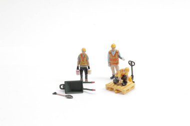 figür işçisi, inşaat ve lojistik kavramı küçük