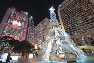 27 Aralık 2019 Noel ağacı Hong Kong 'un merkez bölgesinde.,