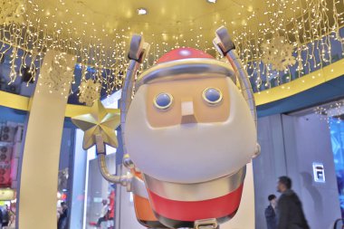 Central, Hong Kong 'daki Noel ışıklandırması. 27 Aralık 2019 