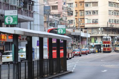 Hong Kong 'daki tek tramvay sistemi 25 Aralık 2019..