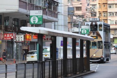 Hong Kong 'daki tek tramvay sistemi 25 Aralık 2019..