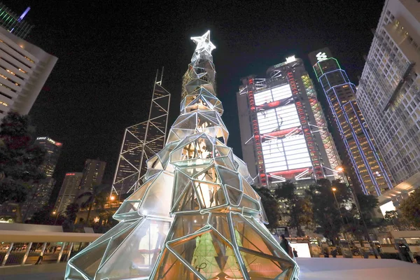 27 Dezembro 2019 Árvore de Natal no distrito central de Hong Kong , — Fotografia de Stock