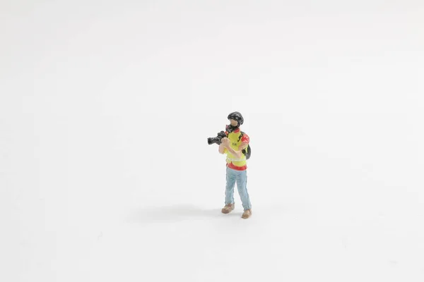 A fun of news reporter Of Toy Figure — 스톡 사진