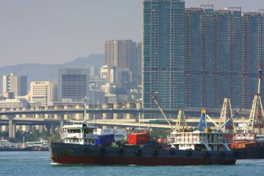 6 Aralık 2008 Batı Kowloon, Hong Kong 'daki West Kowloon şehri manzaralı.