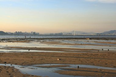 21 Haziran 2008 'de Pak Nai bataklıklarında güneş battı. Hong Kong.