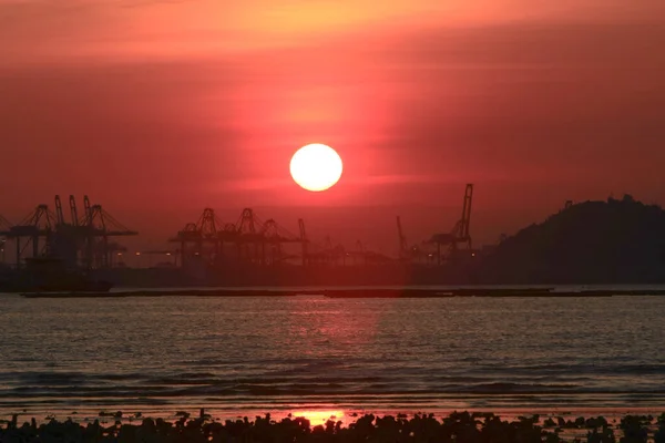 Juni 2008 Solen Gick Ner Vid Våtmarksområdet Pak Nai Hong — Stockfoto