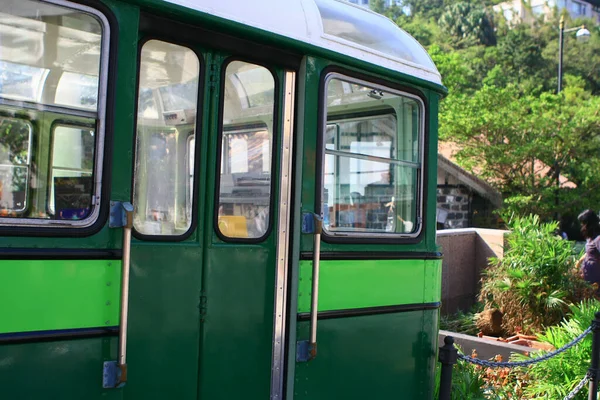 Okt 2008 Die Alte Grüne Straßenbahn Hong Kong Peak Auf — Stockfoto