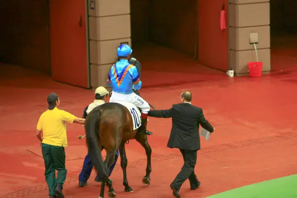 Cavalo Com Jockey Jockey Riding Horse Prepare Racing Localização Oct — Fotografia de Stock