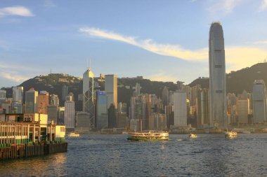 Feribot servis operatörü, Hong Kong 'da turistik bir yer. 2 Ağustos 2008