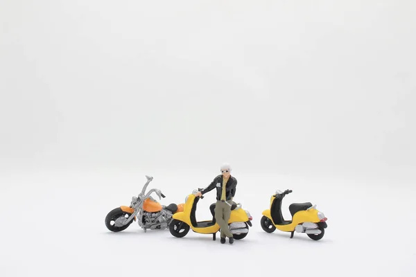 Escala Mini Figura Ride Motocicleta — Fotografia de Stock