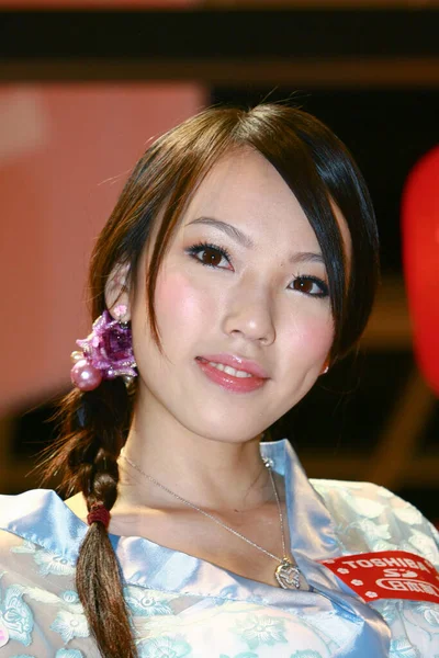 Anfitriona Hermosa Exposición Ordenador Hong Kong Ago 2008 — Foto de Stock