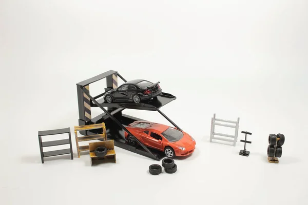 Mini Mecânica Reparação Carro Brinquedo Conceito Oficina — Fotografia de Stock