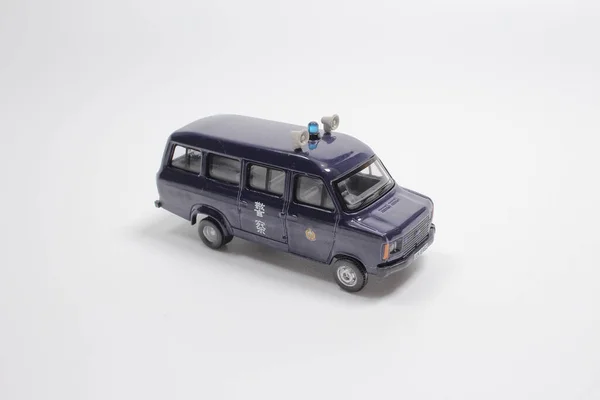 Modelo Carro Polícia Escala Com Figura Placa Branca — Fotografia de Stock