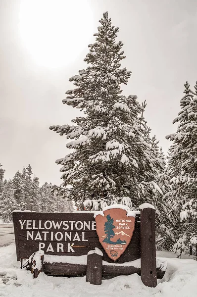 Eingangsschild für Yellowstone-Nationalpark — Stockfoto