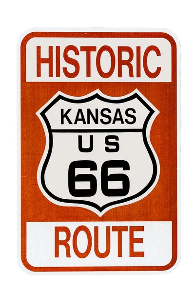 Hinweisschild für historische Kanas Route 66 — Stockfoto