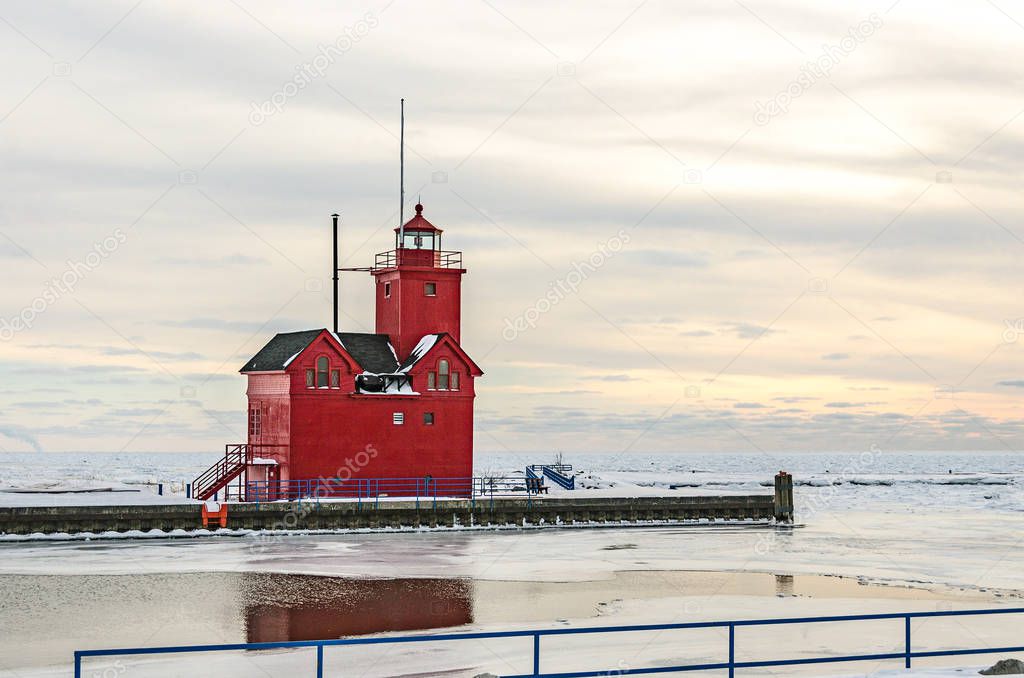 Lighthouse Known as Big Red in Holland Michigan