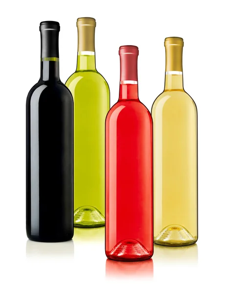 Botellas de vino sobre blanco — Foto de Stock