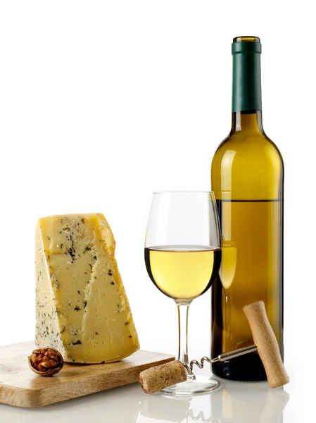 Vino blanco y queso — Foto de Stock