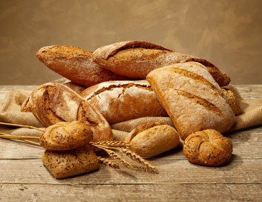 Bread selection on the table clipart