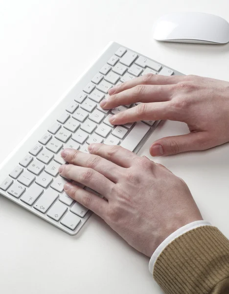 Using keyboard on white — Stock Photo, Image