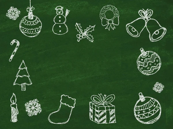 Christmas draws on blackboard — Stock Photo, Image