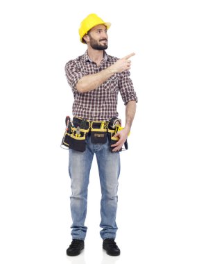 Beyaz üzerinde gösterilen marangoz